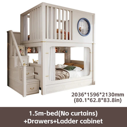 Solid Wooden Multifunctional Kids Bunk Beds with Ladder childrensterritory