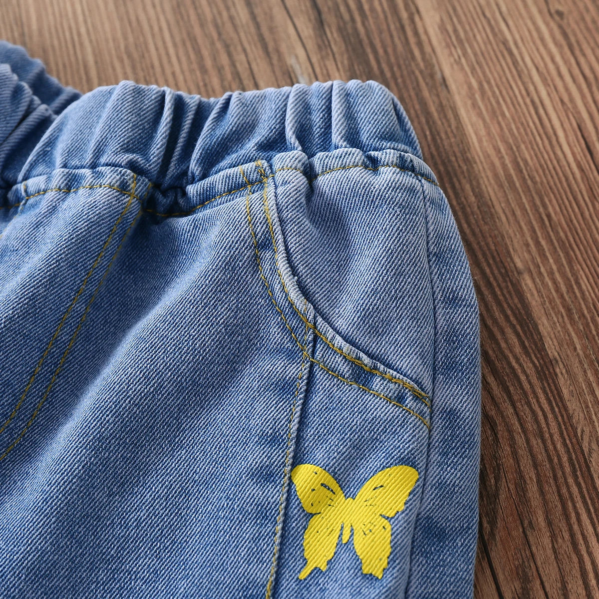 Kids Girls Butterfly Print Autumn Jeans childrensterritory
