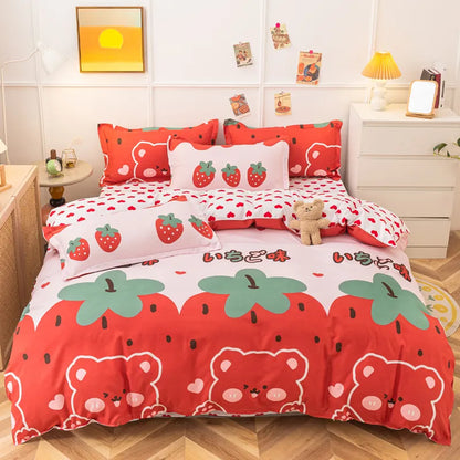 3/4-piece Cartoon Floral Print Soft Bedding Set For Home childrensterritory