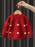 Girls' Long-Sleeved Heart Design Winter Sweater childrensterritory