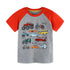 Kids Boys Cartoon Vehicles Print Grey Summer T-shirt childrensterritory