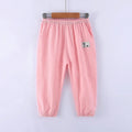 Elastic Waist Solid Color Children Cotton Trousers For Boys Girls