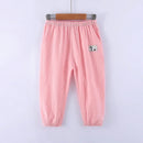 Elastic Waist Solid Color Children Cotton Trousers For Boys Girls