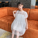 Casual Style Girls Lace Floral Dress For Summer