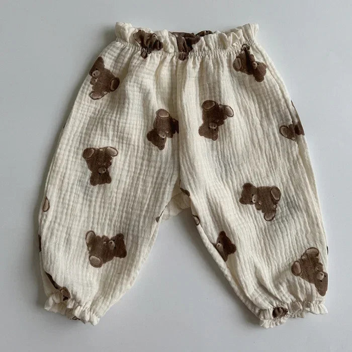 Printed Soft Cotton Girls Casual Pants childrensterritory
