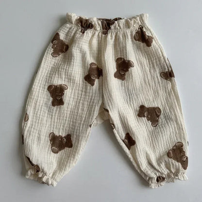 Printed Soft Cotton Girls Casual Pants childrensterritory