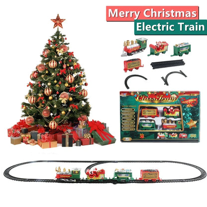 Electric Christmas Train Toy Set with Light Sound for Kids