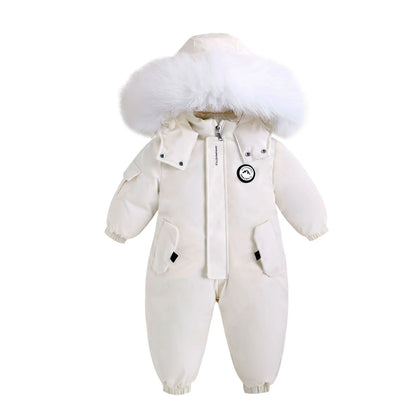 Infant Fur Hooded Winter Rompers for Girls and Boys