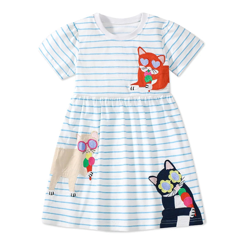 Girls Sleeveless Orange Lotus Leaf Print Summer Dresses childrensterritory