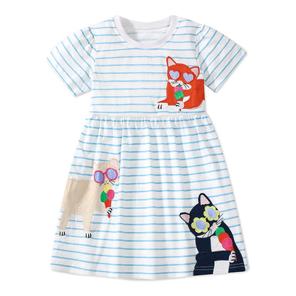 Girls Sleeveless Orange Lotus Leaf Print Summer Dresses childrensterritory