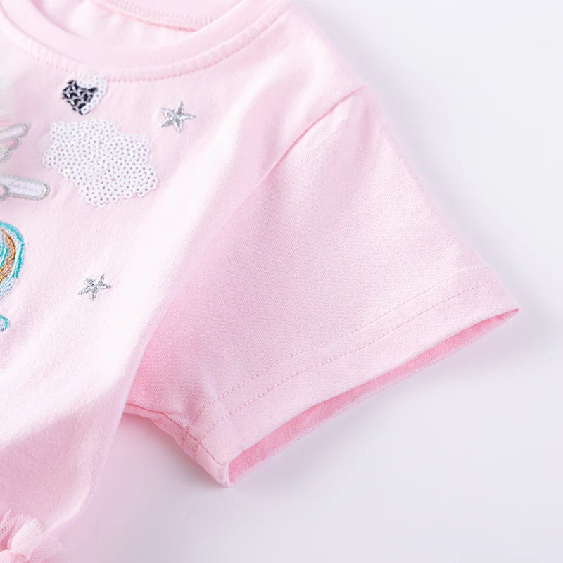 Girls Embroidered Cartoon Design Summer Dresses childrensterritory