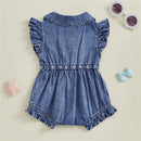 Baby Girls Denim Blue Cotton Romper