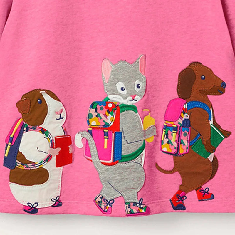 Lovely Cartoon Animals Design Little Girls Casual Dresses childrensterritory
