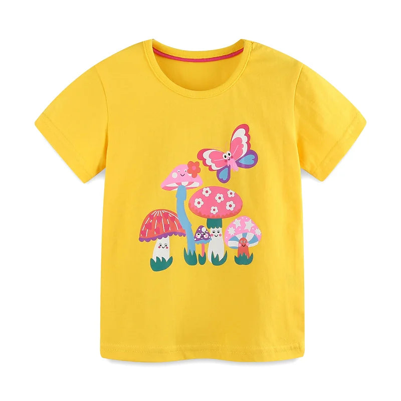 Girls Cartoon Print Casual Summer T-Shirts