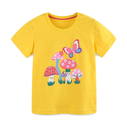 Girls Cartoon Print Casual Summer T-Shirts