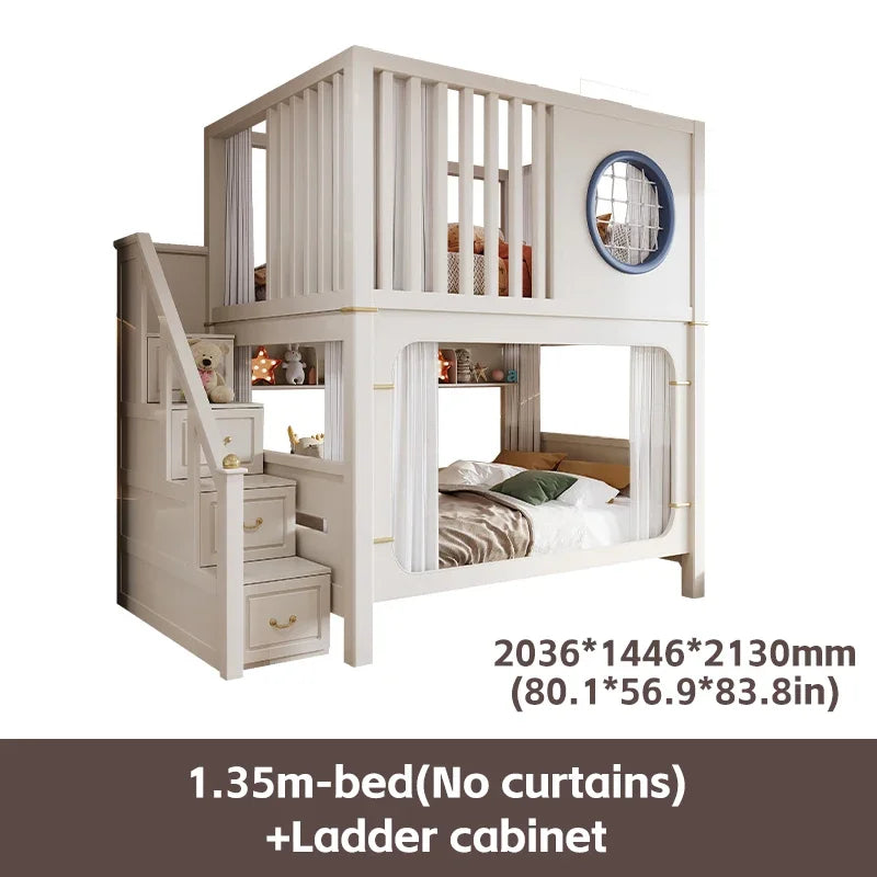 Solid Wooden Multifunctional Kids Bunk Beds with Ladder childrensterritory