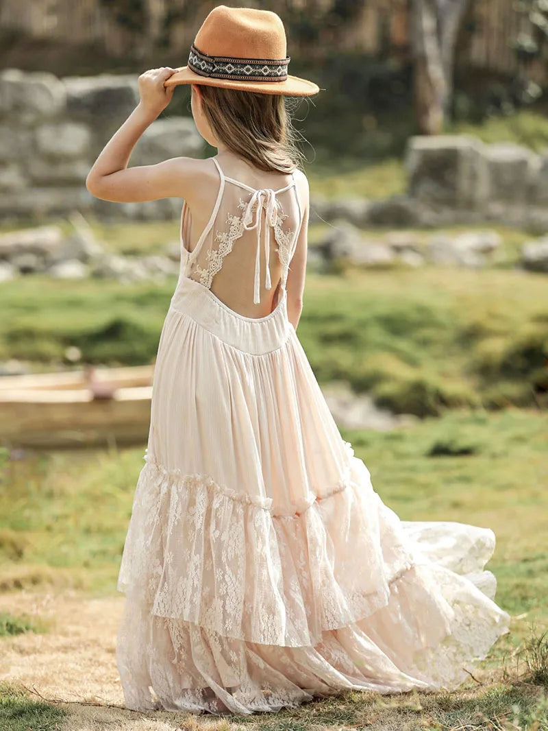 Girls Sleeveless Long Princess Dresses childrensterritory