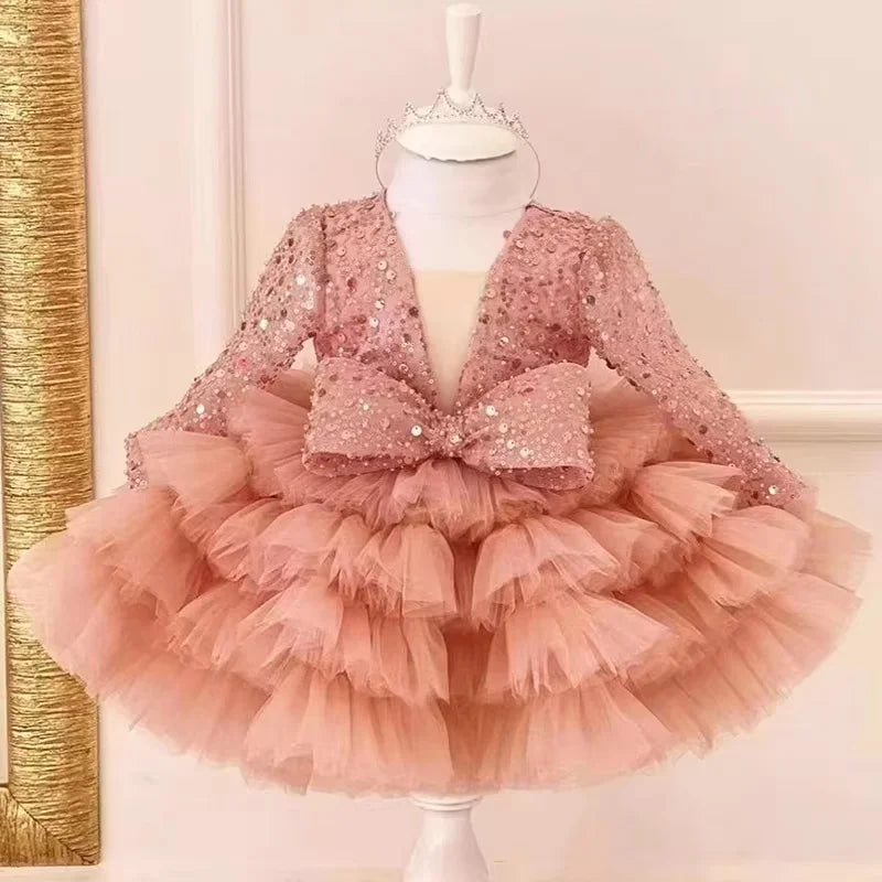 Shining V-Neck Baby/Kids Girls Communion Dresses