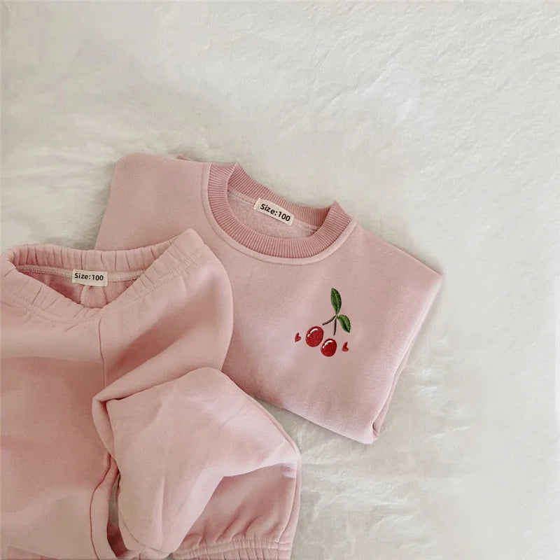 Kids Cartoon Print Long Sleeves Warm Clothing Set childrensterritory