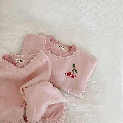 Kids Cartoon Print Long Sleeves Warm Clothing Set childrensterritory