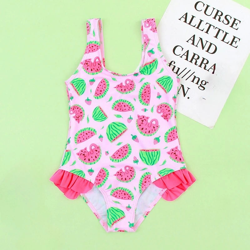 Little Girls Printed One-Piece Summer Swimsuit
