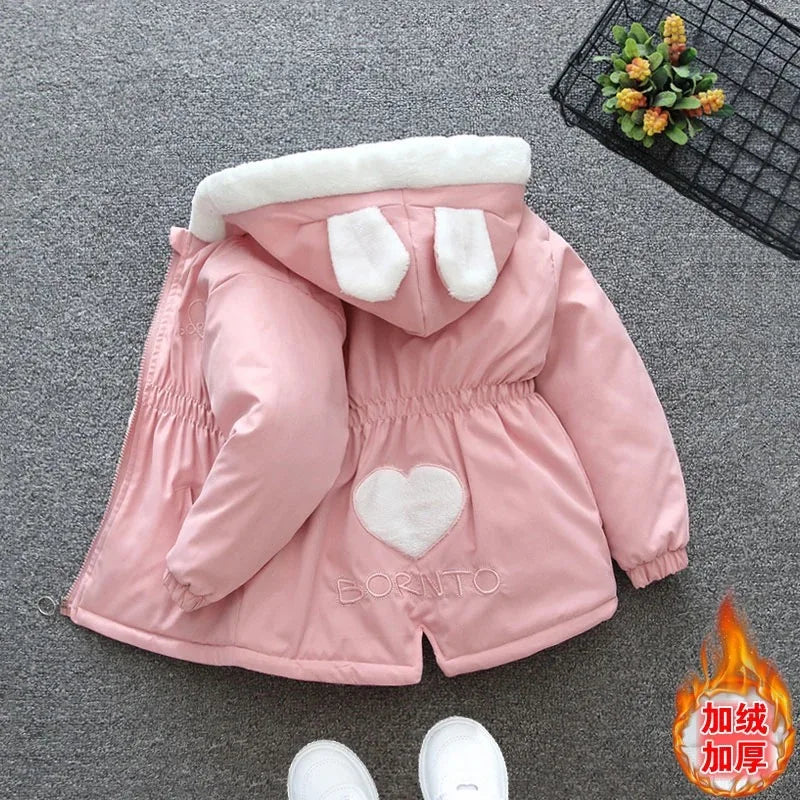Girls' Cute Rabbit Ears Design Cotton Coat
