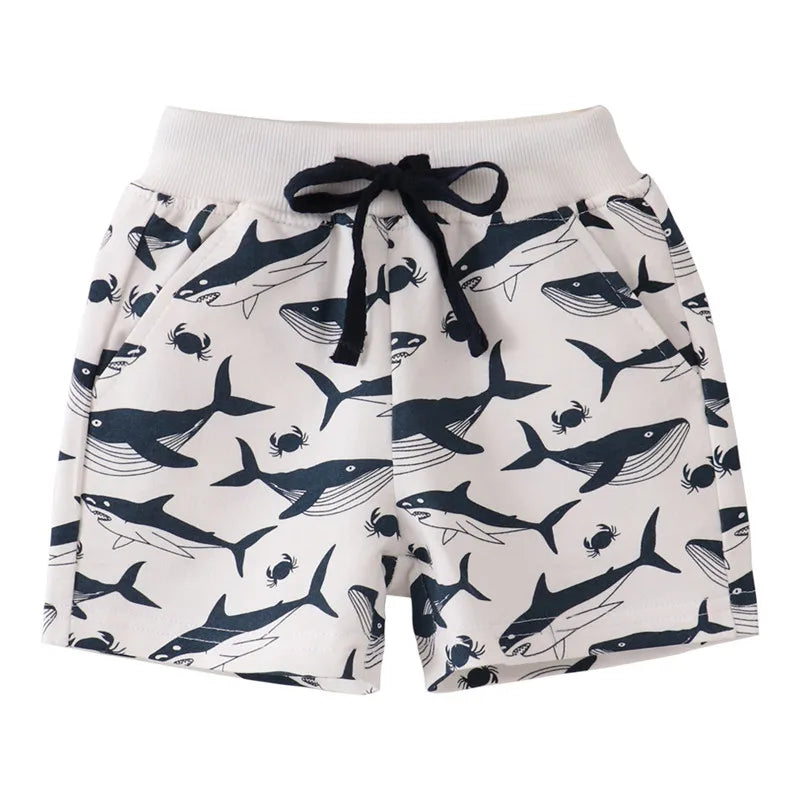 Cartoon Print Summer Drawstring Shorts For Boys Girls