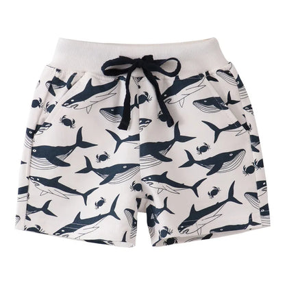 Cartoon Print Summer Drawstring Shorts For Boys Girls childrensterritory