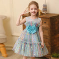 Kids Girls Star Sequin Colorful Bow Splicing Princess Dresses childrensterritory