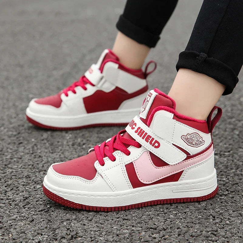 Warm Plush High-Top Kids Sports Sneakers