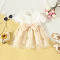 Baby Girls Bow Design Short Sleeves Summer Dresses