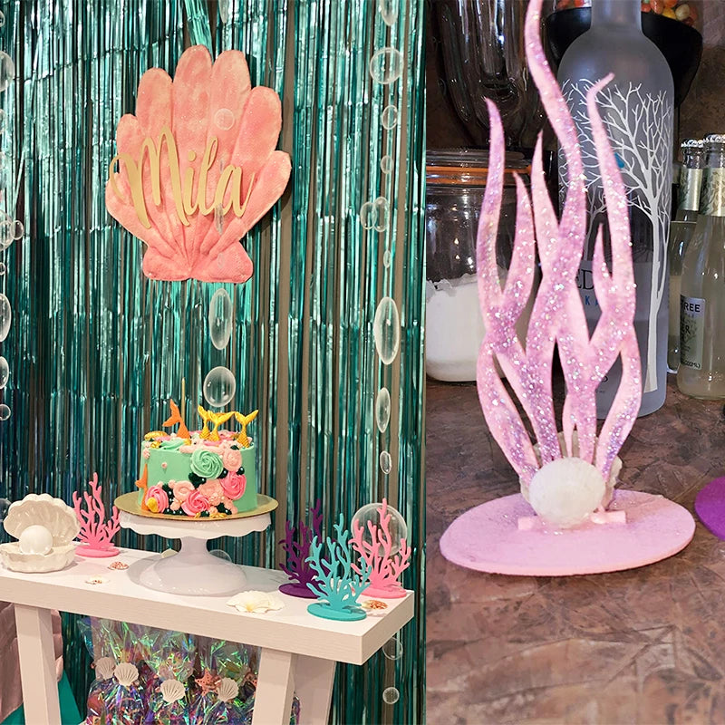 2pc Ocean Seagrass Coral Mermaid Tail for Party Decor