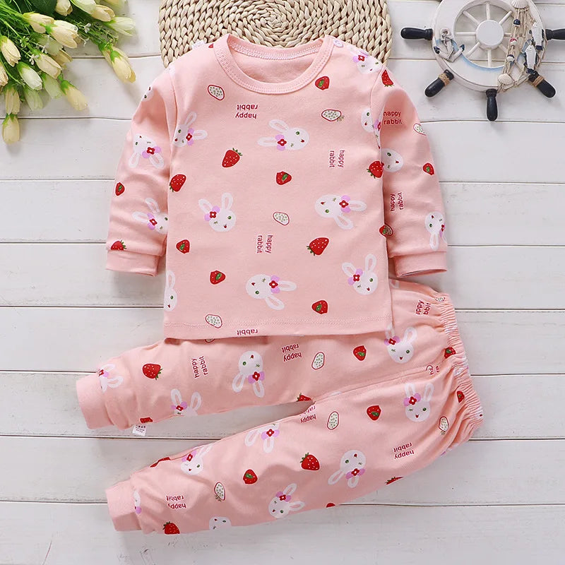 Kids Cartoon Print Casual Winter Clothing Set