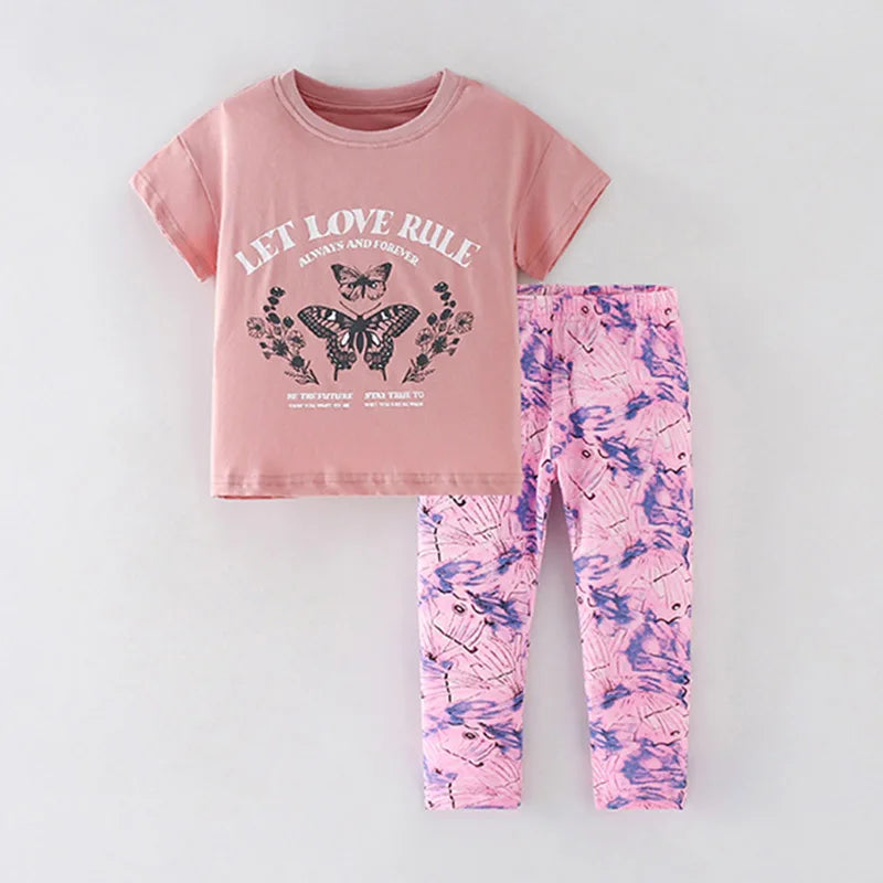 Little Girls Cartoon Design 2pcs Summer Cotton Clothing Sets childrensterritory