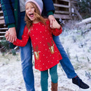 Kids Cartoon Printed Full Sleeves Christmas Red Frocks childrensterritory