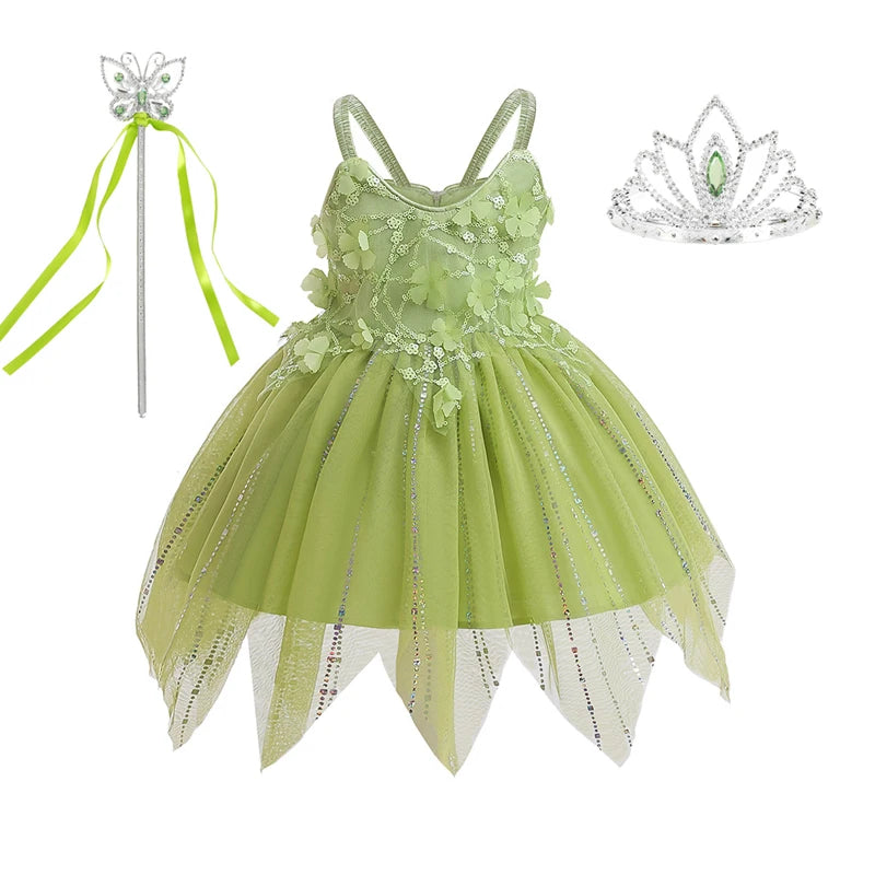 Sleeveless Butterfly Design Princess Puffy Dress For Girls childrensterritory