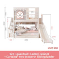 Beautiful Kids Bunk Beds with Large Storage Space and Guardrail