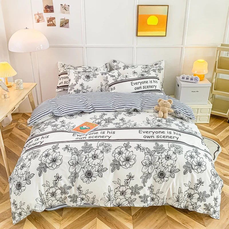 3/4-piece Cartoon Floral Print Soft Bedding Set For Home childrensterritory