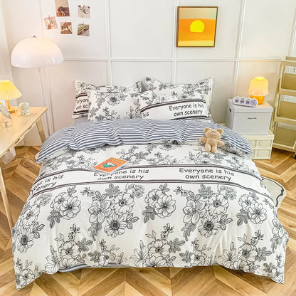 3/4-piece Cartoon Floral Print Soft Bedding Set For Home childrensterritory