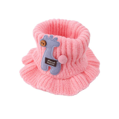 Kids Warm Thick Cartoon Giraffe Knit Scarfs Neck Sets childrensterritory