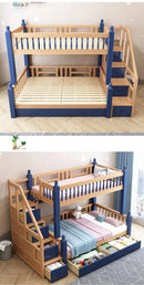 Space Saver Wooden Bunk Bed with Staircase and Storage childrensterritory
