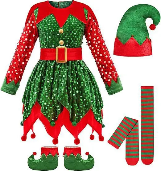 Girls' Round Neck Design Long Sleeves Christmas Outfits childrensterritory