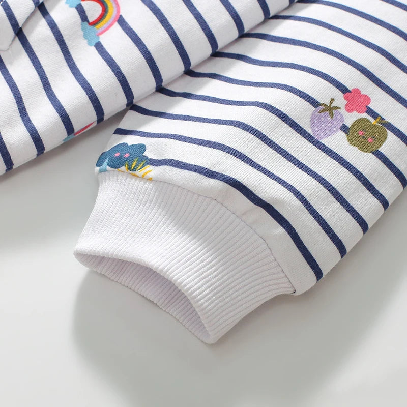 Girls Striped Cotton Hoodies for Autumn Spring childrensterritory