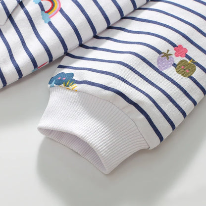 Girls Striped Cotton Hoodies for Autumn Spring childrensterritory