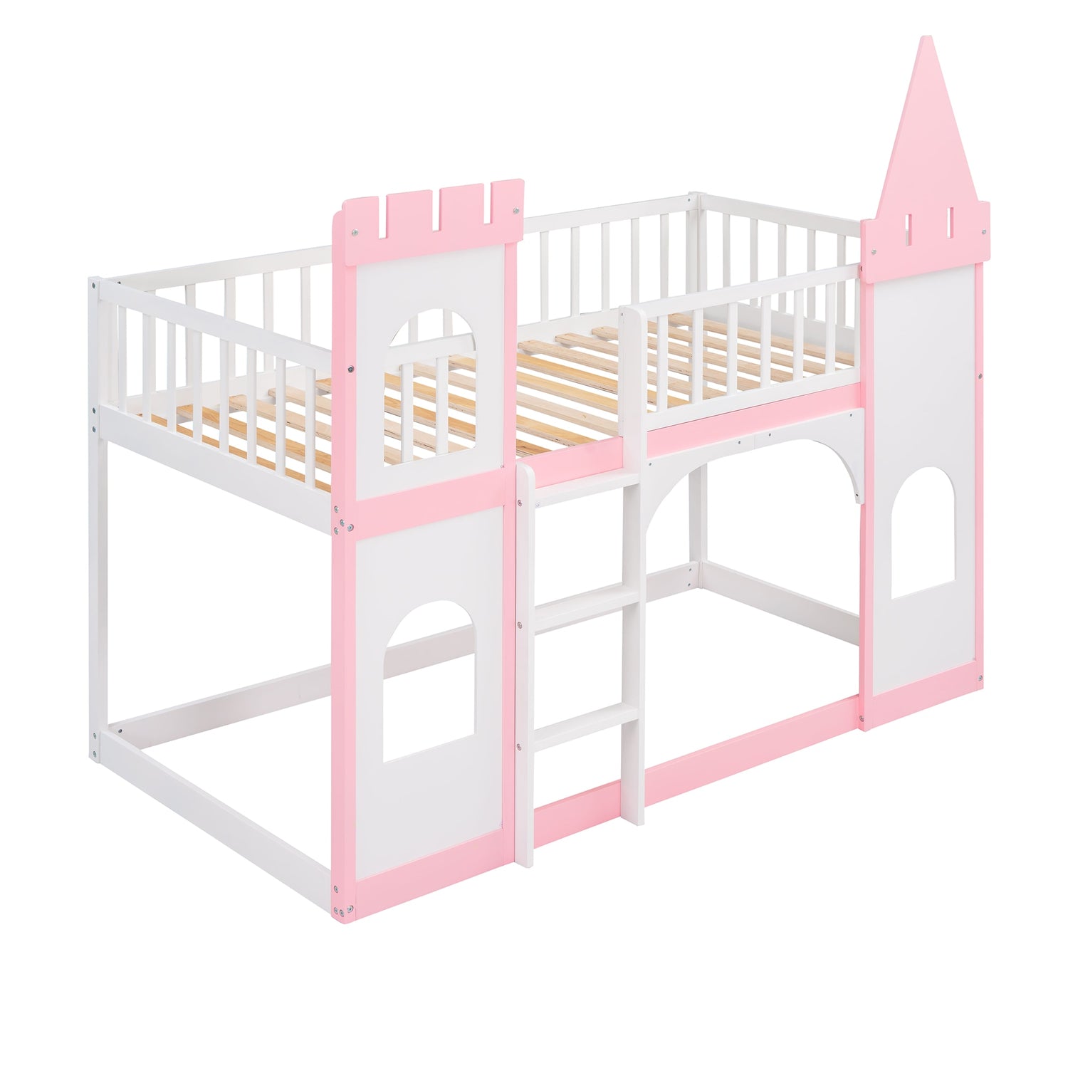 Twin Over Twin Castle Bunk Bed with Ladder childrensterritory