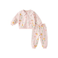 Kids Zipper Floral Print Long Sleeve Warm Coat Set childrensterritory