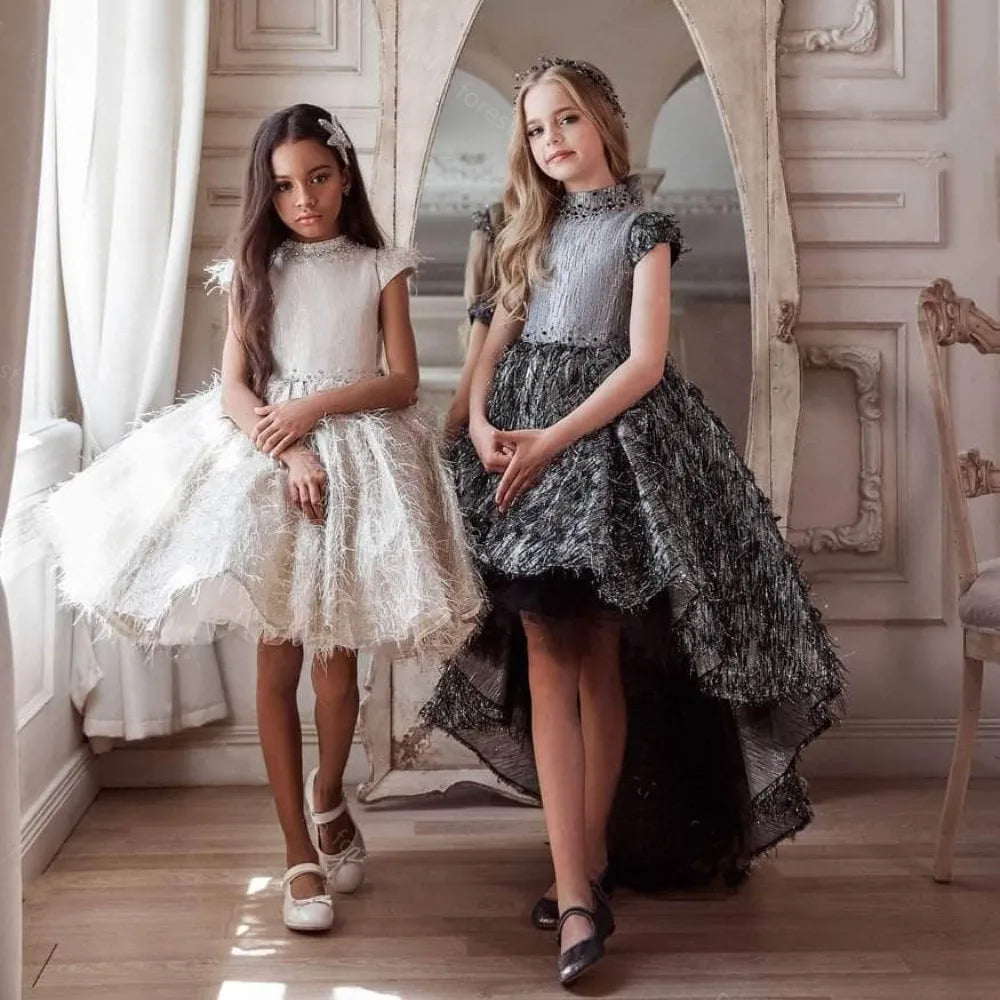 Kids Girls Puffy Glitter Pearls Wedding Pageant Gowns childrensterritory