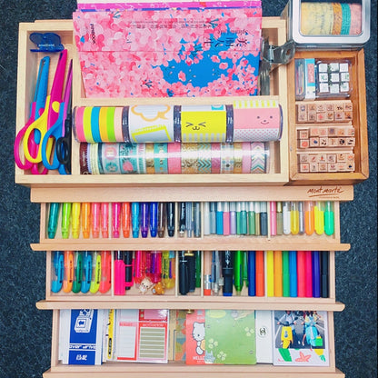 Multi-Layer Wooden Easel Box with Drawers for Stationery Storage childrensterritory