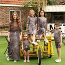 Ribbed Grey Melange Family Matching Clothing Sets childrensterritory