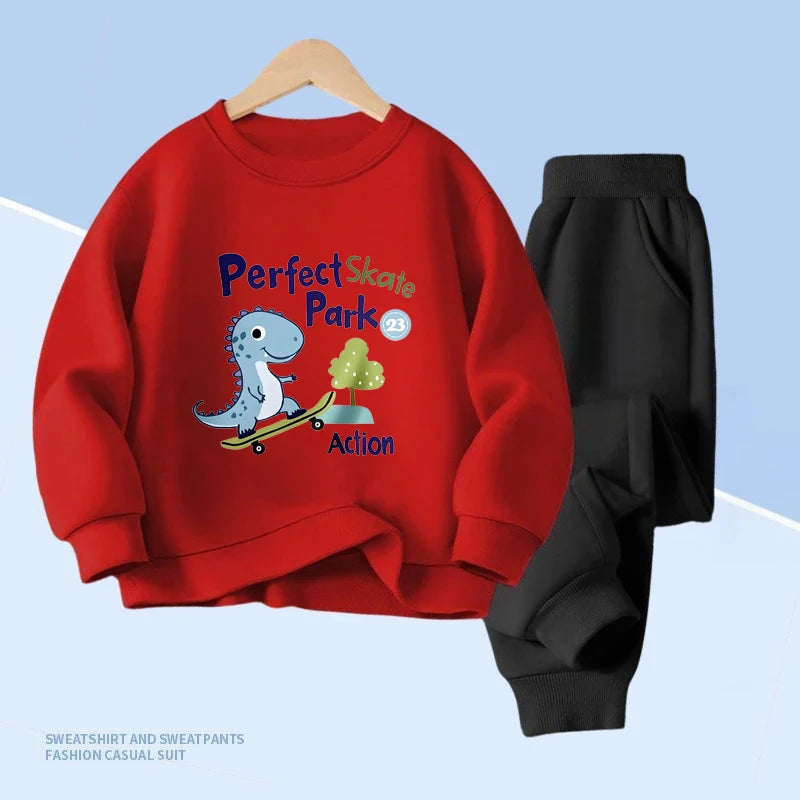 Kids 2pcs Dinosaur Printed Hoodie + Pants Set
